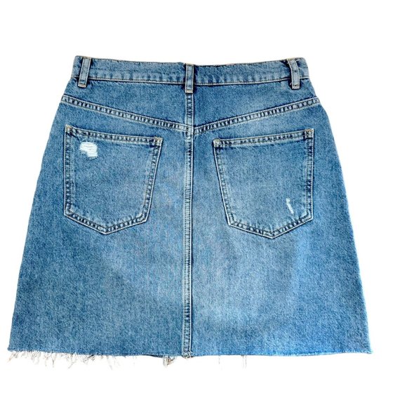 NWT FREE PEOPLE( We THE FREE) Mid Rise Distressed Pockets Denim Skirt Size 4 - Picture 2 of 8